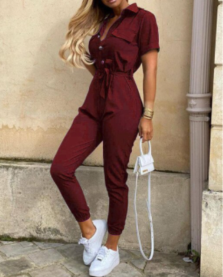Trendiger Retro-Jumpsuit mit Knopfleiste – Velia