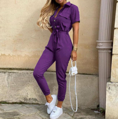 Trendiger Retro-Jumpsuit mit Knopfleiste – Velia