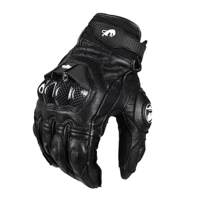 Avelena | Herren Schwarze Leder Motorradhandschuhe – Racing Stil