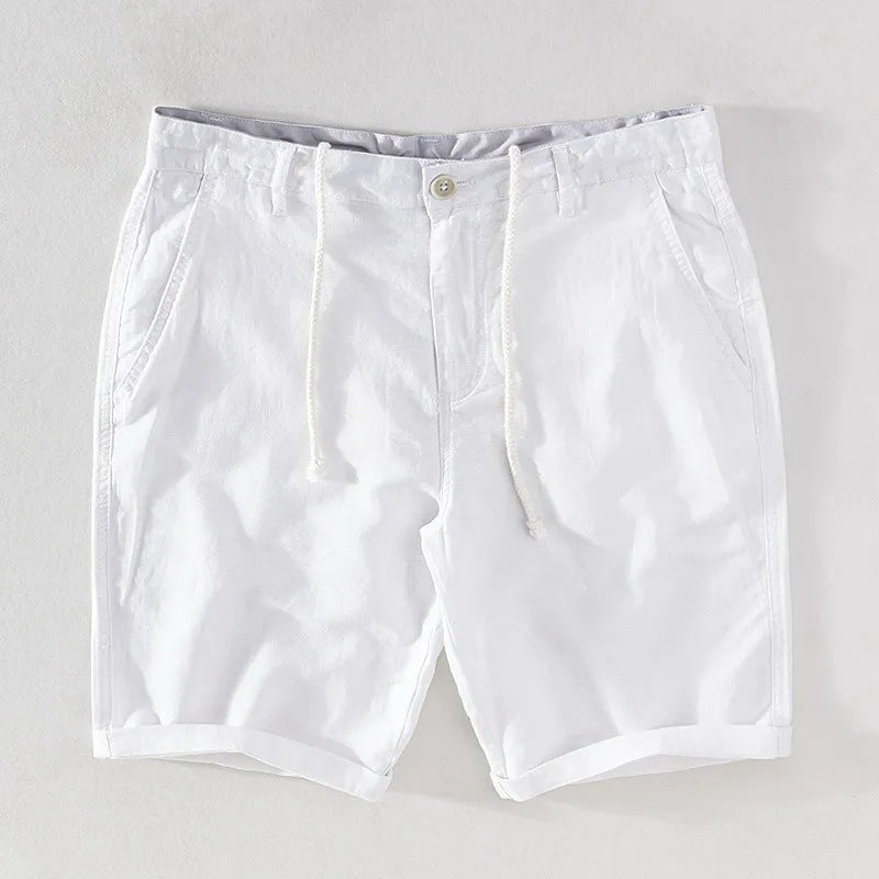 Strandshorts Herren Leinen-Baumwolle Sommerlook mit Knopfverschluss - Sandro