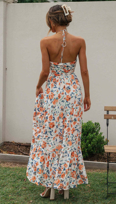 Masha - Ärmelloses Blumenmuster Kleid mit V-Ausschnitt