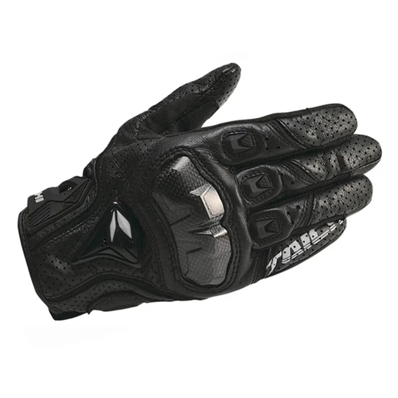 Avelena | Herren Schwarze Leder Motorradhandschuhe – Racing Stil