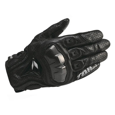 Avelena | Herren Schwarze Leder Motorradhandschuhe – Racing Stil