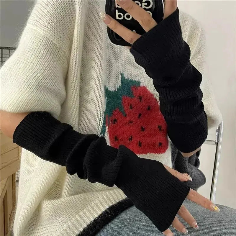 Avelena | Damen Fingermittens Strick – Winter Armwärmer