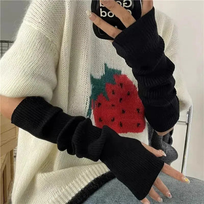 Avelena | Damen Fingermittens Strick – Winter Armwärmer
