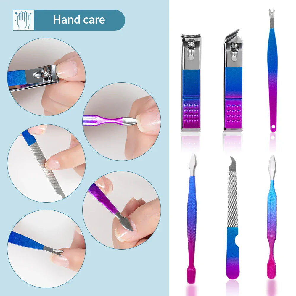Avelena | 7-15 Stück Maniküre Set - Nagel- und Pflegetools mit Reiseetui