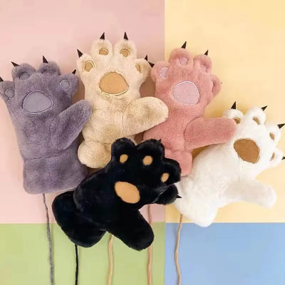 Avelena | Damen Plüsch Bärenpfote Handschuhe - Flauschige Warme Vollfinger Tierhandschuhe