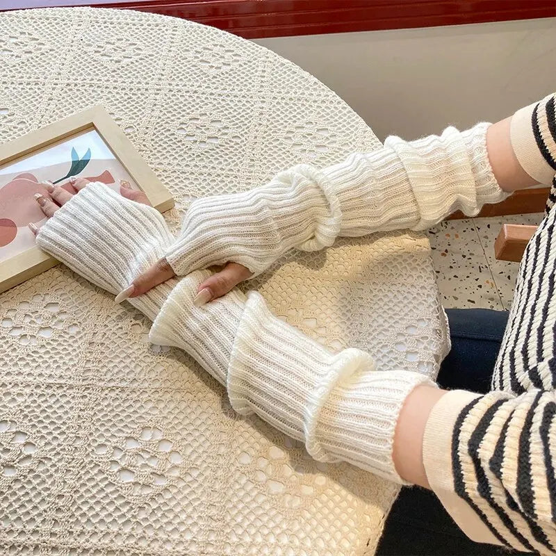 Avelena | Damen Fingermittens Strick – Winter Armwärmer