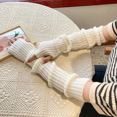 Avelena | Damen Fingermittens Strick – Winter Armwärmer