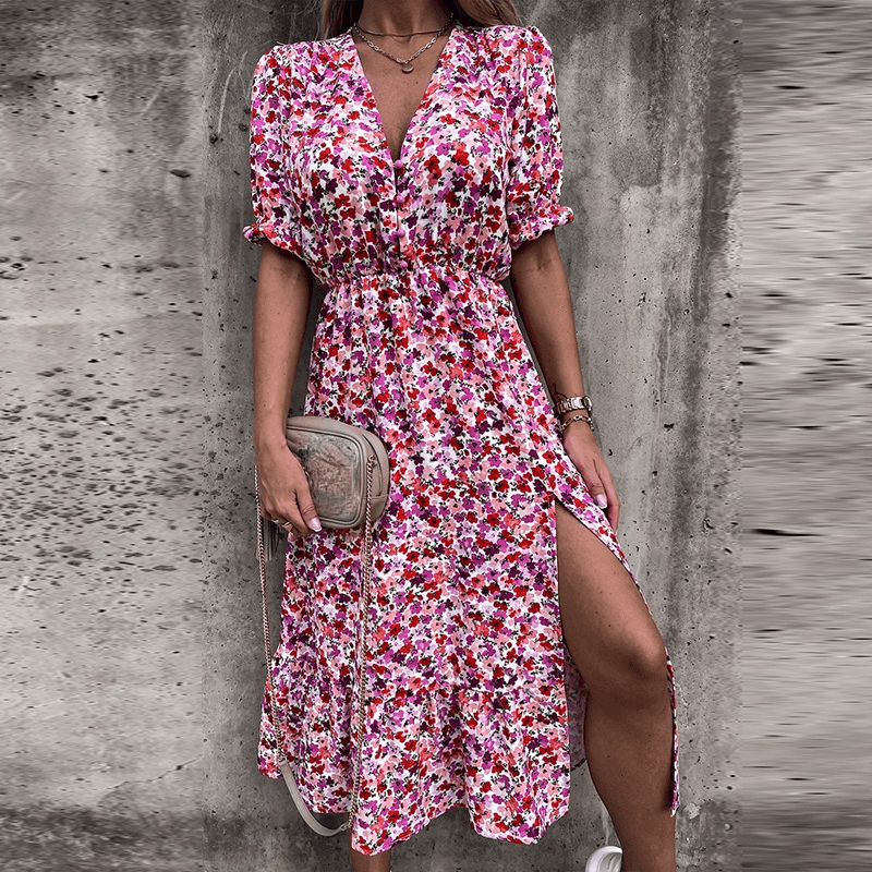 Zoey | Kleid mit Blumenmuster und Schlitz