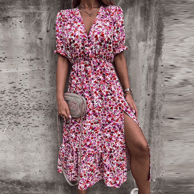Zoey | Kleid mit Blumenmuster und Schlitz
