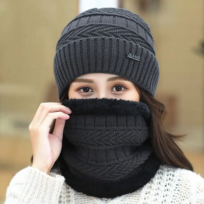 Avelena | Unisex Thermische Fleece Strick Balaclava Woll Halswärmer Schal Mützen
