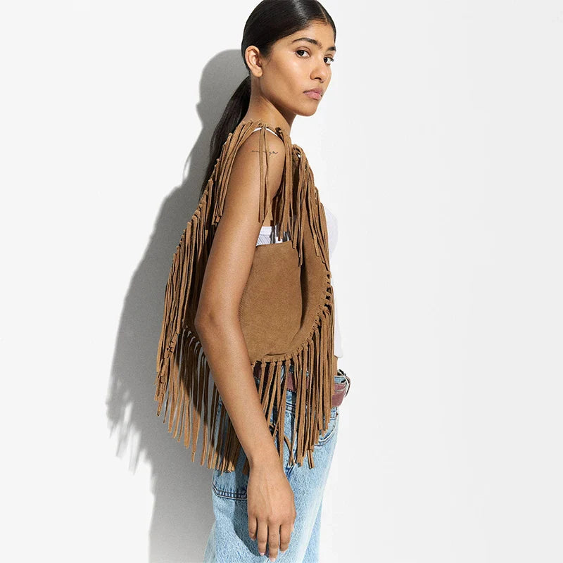 Strohtasche Strand Shopper – Große Vegane Leder Tasche mit Quasten