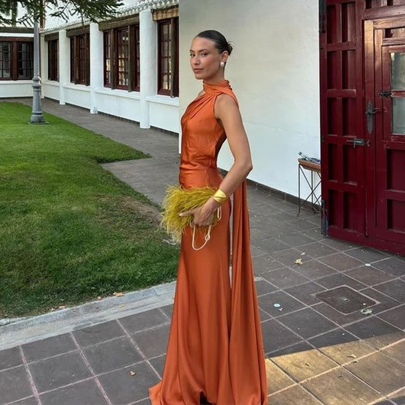 Lucila - Hals Halfter Maxikleid