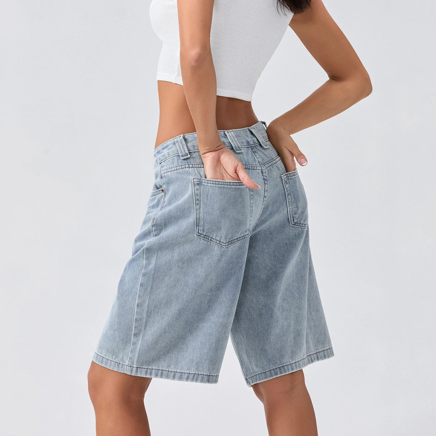 Damen-Bermuda-Jeansshorts im Loose-Fit