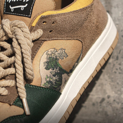 Kunstvolle Damen & Herren Plateau-Sneakers mit Wellenmotiv – Daiki