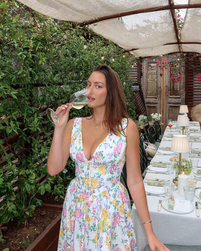 Damen Lässig Vintage Blumen Hochzeitsgast Kleid | Midi