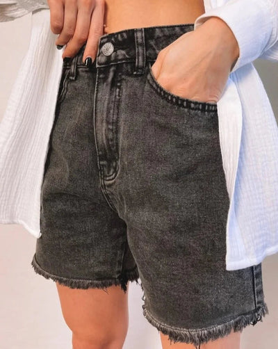 Damen High-Waist Denim Short