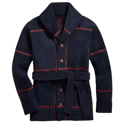 Herren Woll-Strickmantel mit Gürtel