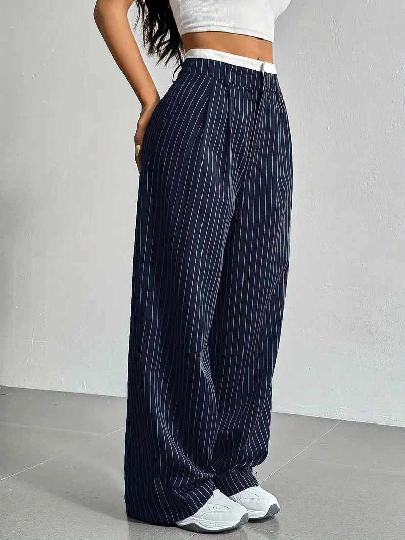 Gestreifte Damen Stoffhose