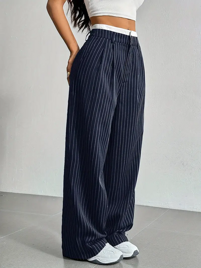 Gestreifte Damen Stoffhose