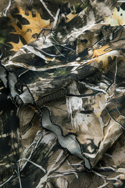 Anna | Off-Shoulder Mesh-Top mit Camouflage-Print & Trompetenärmeln