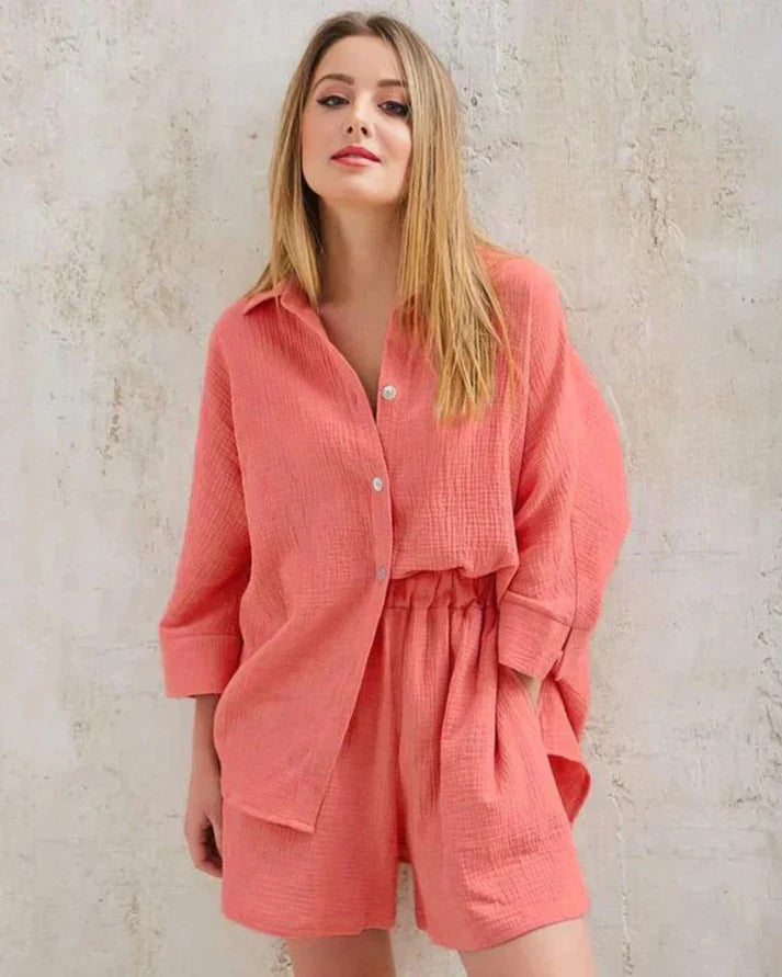 Zweiteilige Sommer-Kombi mit Struktur Damen – Tabea