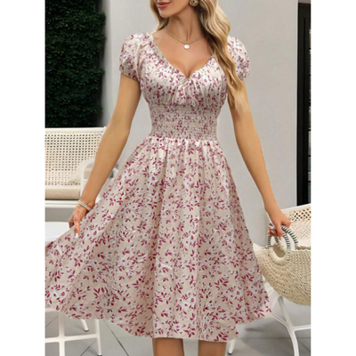 Freda | Kleid mit Blumenmuster und Rüschenbesatz