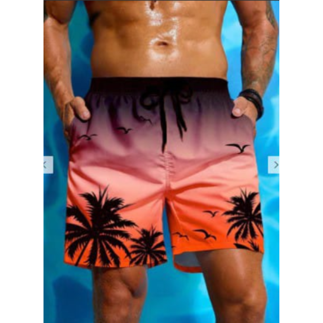 Badeshorts Mit Palmen Print Für Herren | Atmungsaktiv