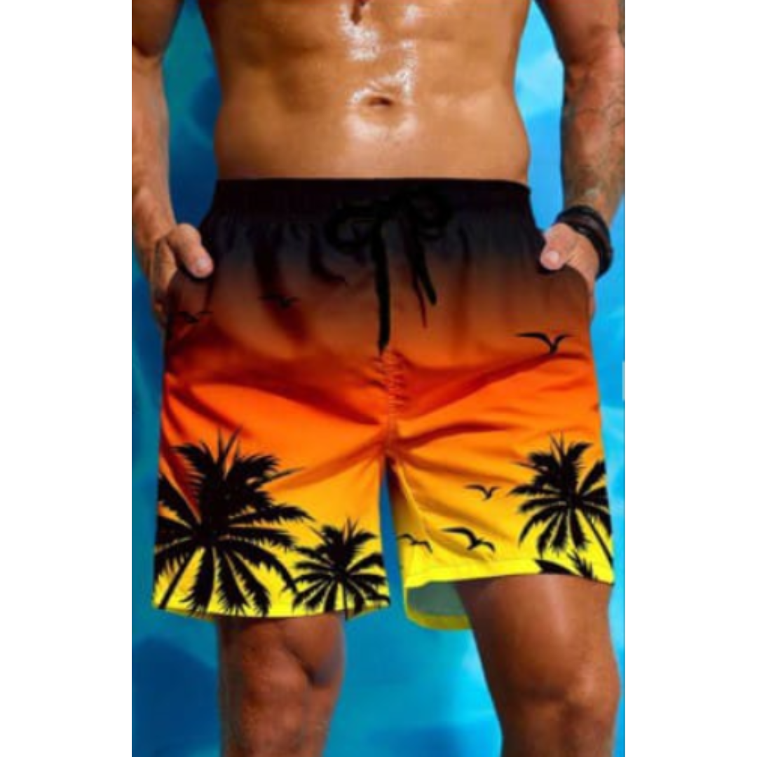 Badeshorts Mit Palmen Print Für Herren | Atmungsaktiv