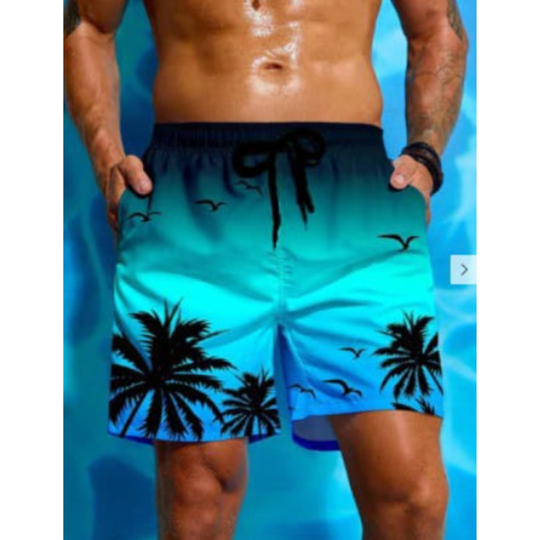 Badeshorts Mit Palmen Print Für Herren | Atmungsaktiv