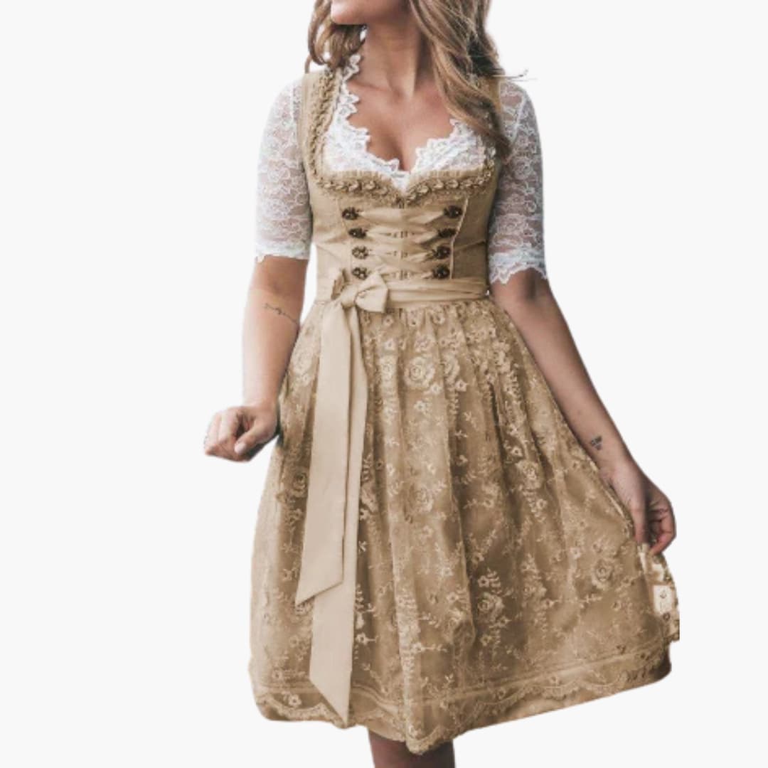 Dirndl mit Spitzenärmeln für Damen - Oktoberfest 2025