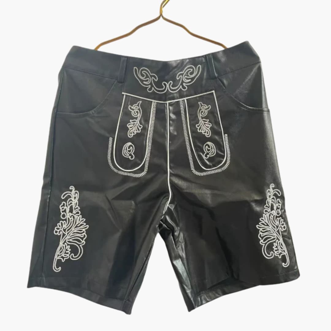 Bestickte Lederhose mit Gürtel für Herren - Oktoberfest 2025