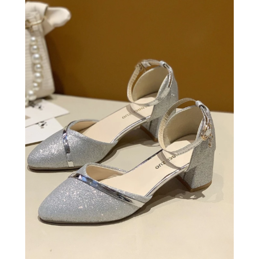 Damen Glitzer Blockabsatz Sandalen | Elegante