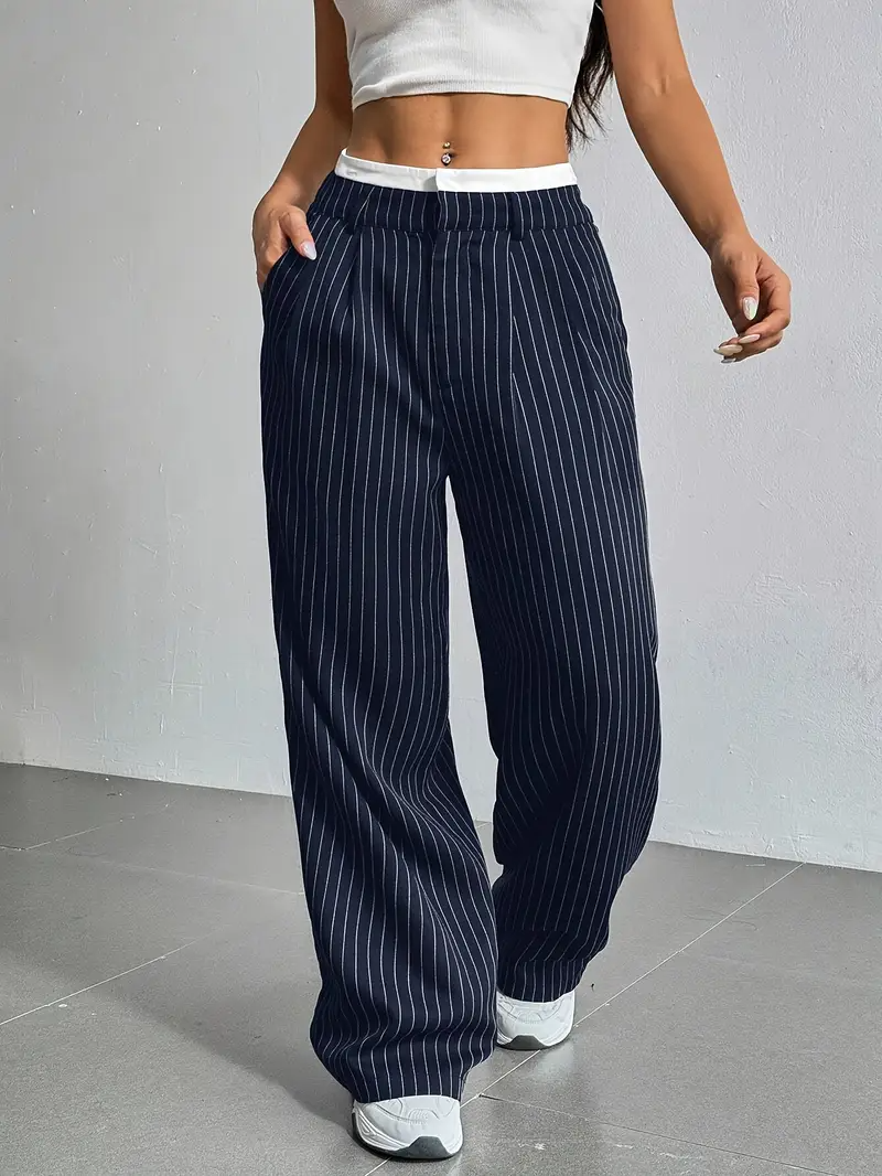 Gestreifte Damen Stoffhose