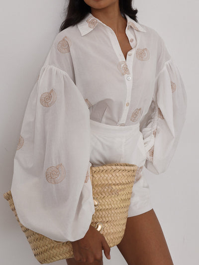 Robby | Bestickte Baumwollshorts in Weiß