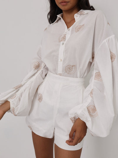 Robby | Bestickte Baumwollshorts in Weiß