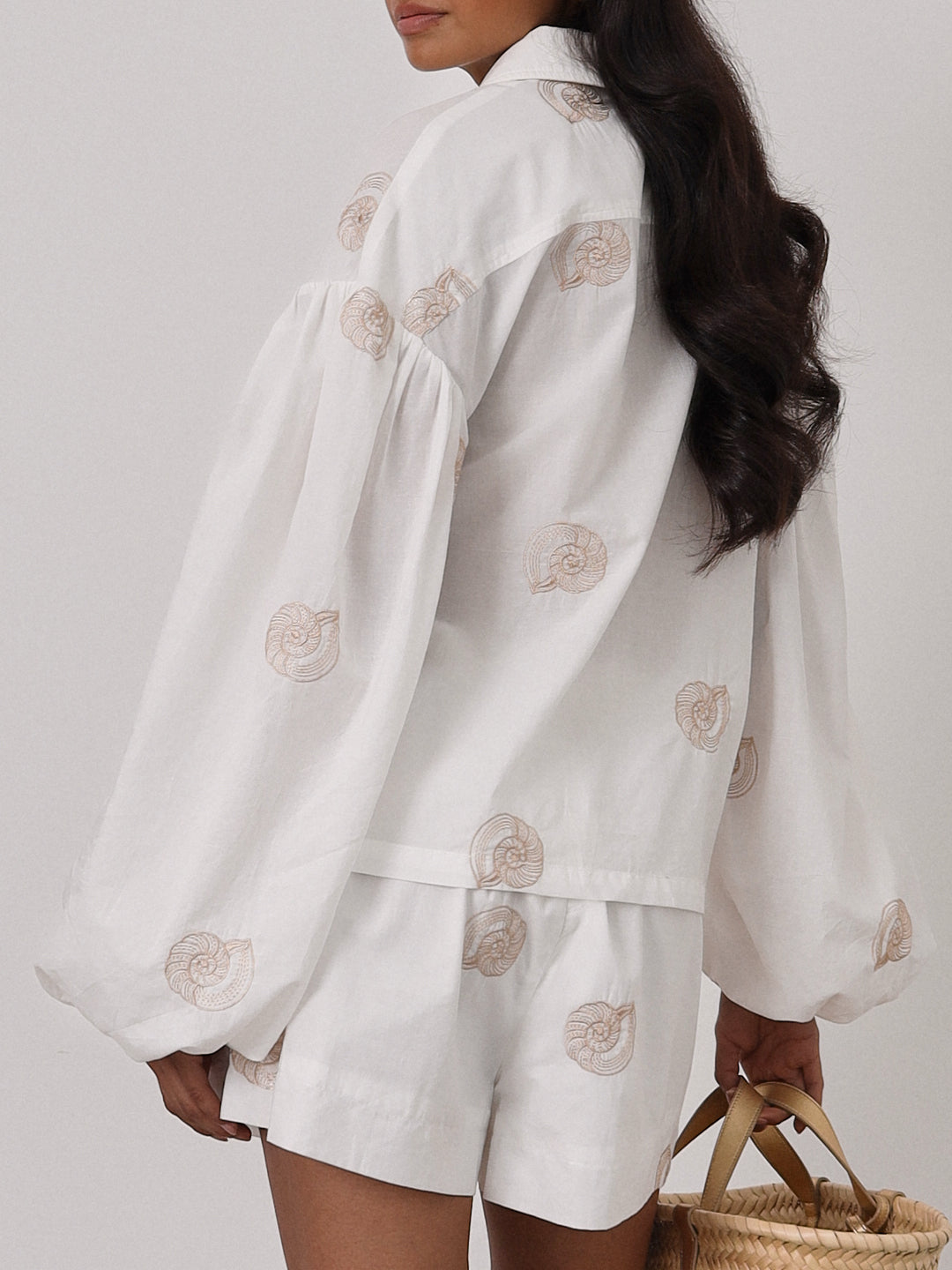 Olga | Avia Besticktes Baumwollhemd | Weiß