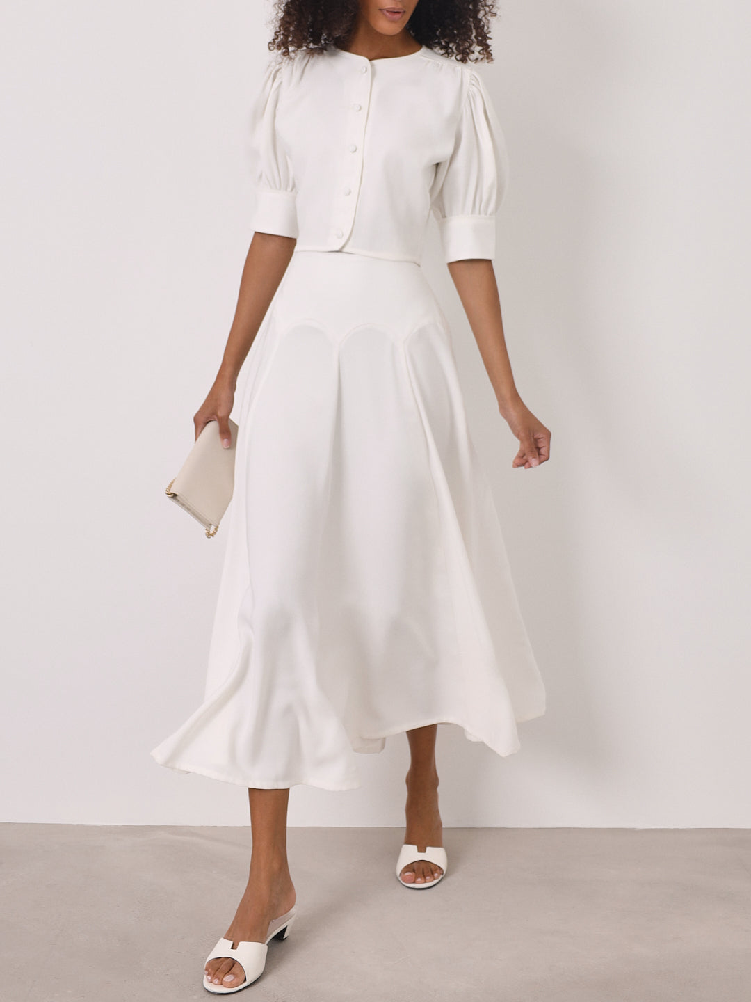 Sandra | Lola Knopfleisten-Tagesbluse | Weiß