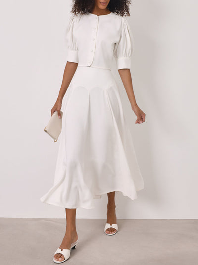 Sandra | Lola Knopfleisten-Tagesbluse | Weiß