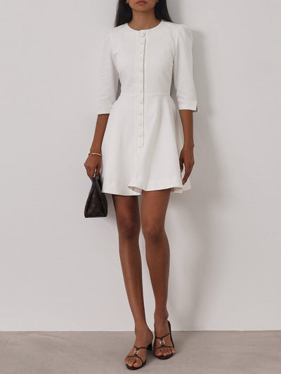 Milan | Roma Elegante Denim-Tageskleid | Weiß