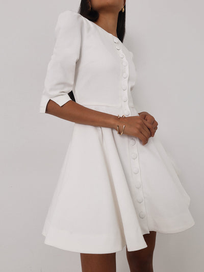 Milan | Roma Elegante Denim-Tageskleid | Weiß