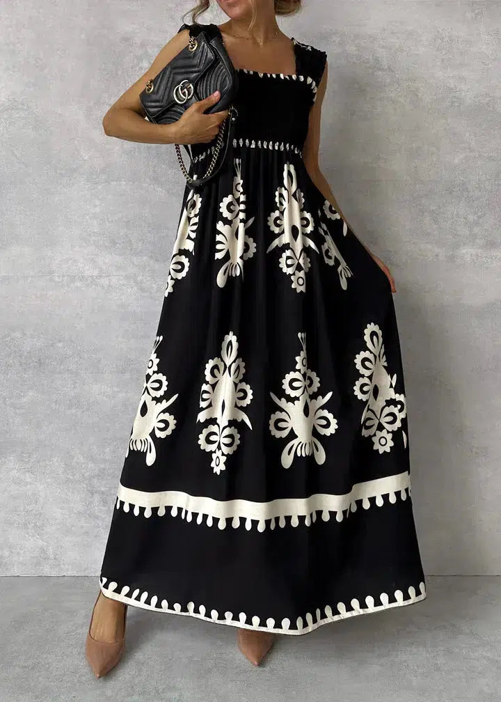 Emerald - Cooler Print Ärmelloses Maxikleid