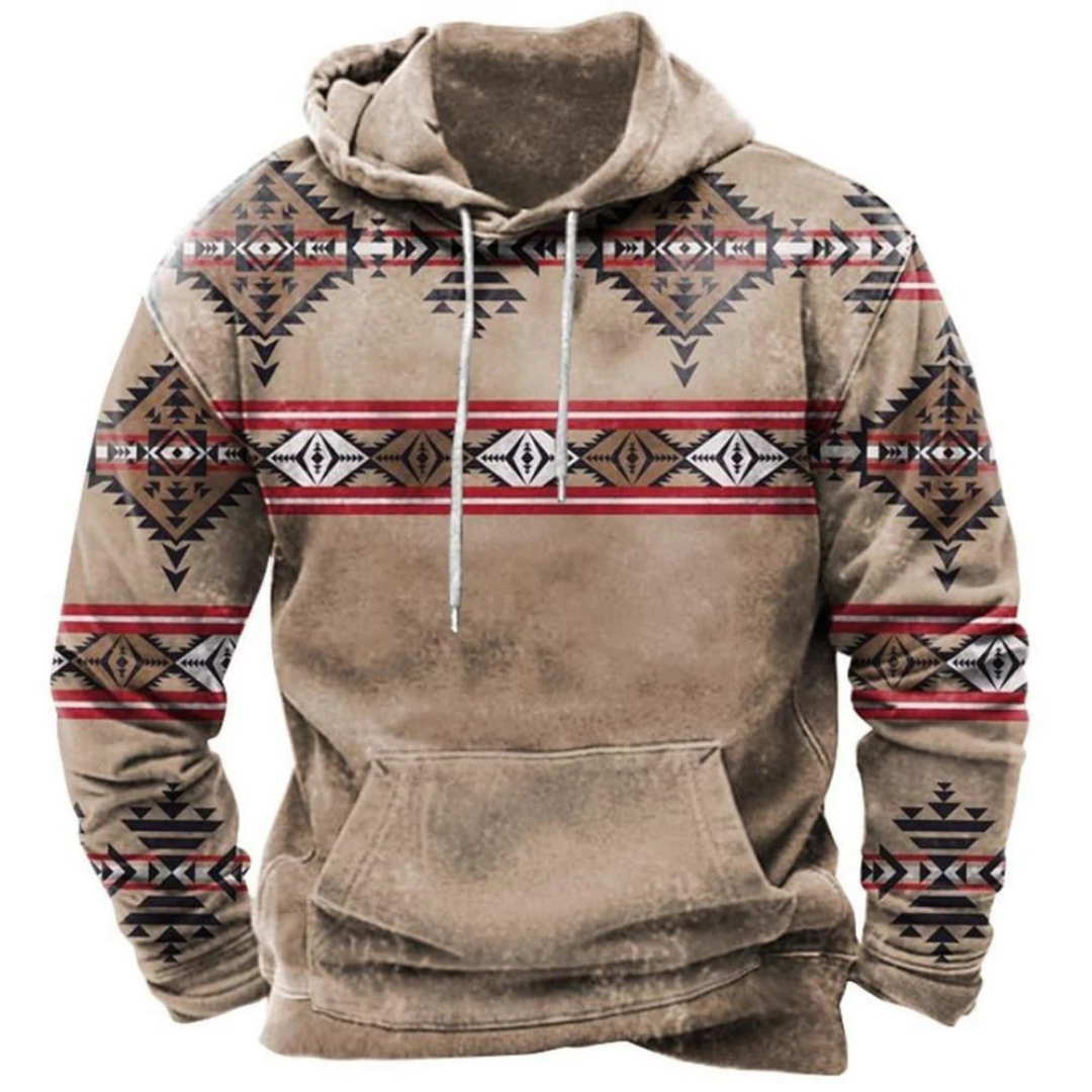 Vintage Kapuzenpulli mit Tribal-Print