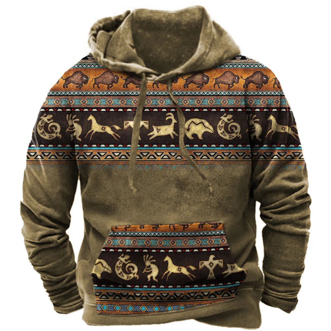 Vintage Kapuzenpulli mit Tribal-Print