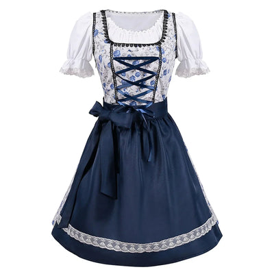 Damen Blau Oktoberfest Dirndl Kleid
