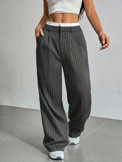 Gestreifte Damen Stoffhose