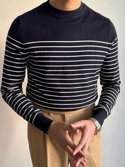 Gestreifter Men Strickpullover aus Merinowolle