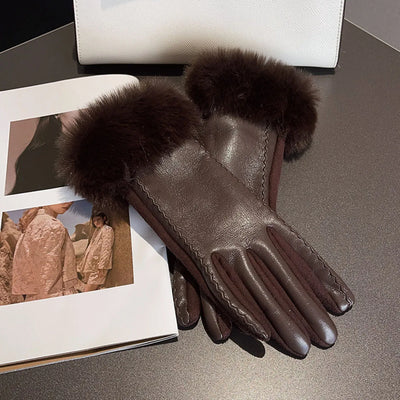 Avelena | Frau Pu Leder Winterhandschuhe