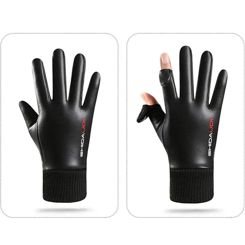 Avelena | Wasserdichte Pu Leder Winterhandschuhe - Flip-Finger